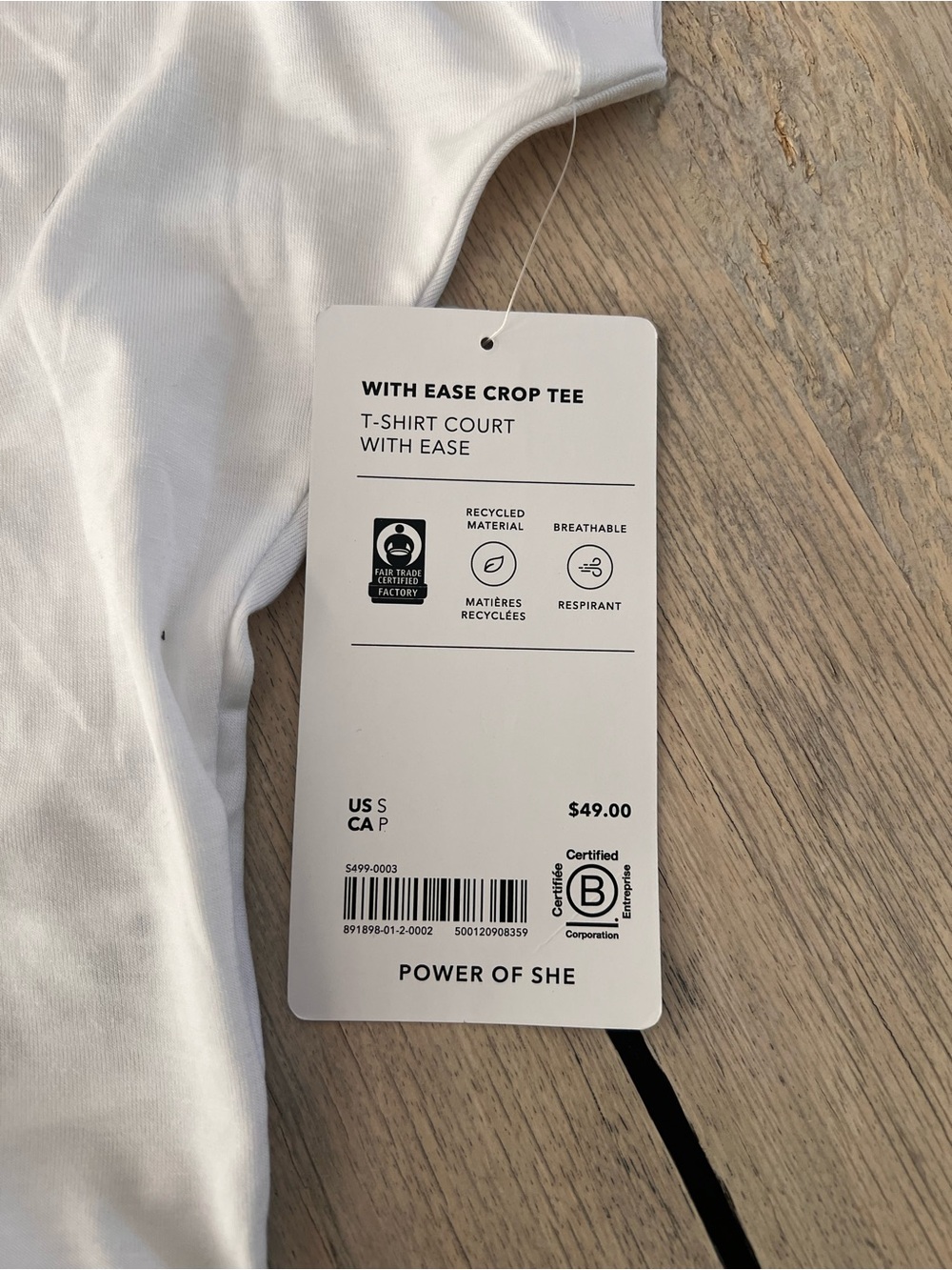 ATHLETA Women's With Ease Crop Relaxed Tee Shirt White-Size Small New - Picture 4 of 9